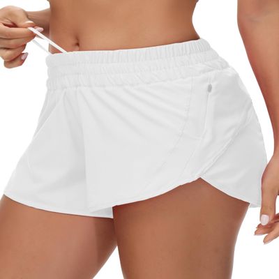 bbheqq Athletic Shorts for Women Running Shorts Sporty Quick Dry Workout Shorts with Liner Zipper Pocket White