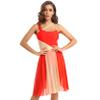 Yartina Women Lyrical Dance Dress Sleeveless Asymmetric Chiffon Ballet Dance Leotard Dress High-Low Skirt Orange A Large view 3
