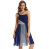 Yartina Women Lyrical Dance Dress Sleeveless Asymmetric Chiffon Ballet Dance Leotard Dress High-Low Skirt Navy Blue A Medium view 2