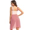 Yartina Women Lyrical Dance Dress Sleeveless Asymmetric Chiffon Ballet Dance Leotard Dress High-Low Skirt Brown A Medium view 2