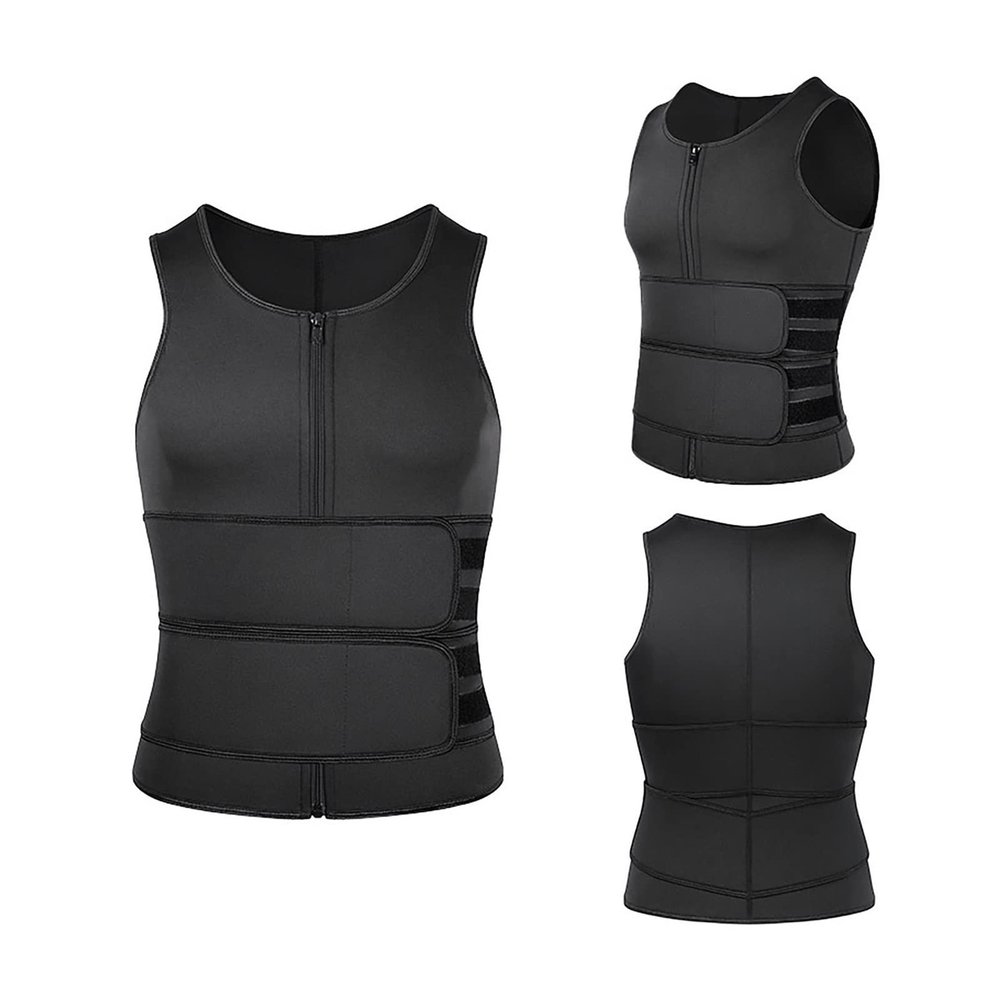 Slimming Undershirt Men Neoprene Abdominal Band Sauna Vest For Sweat Training Body Shaper Hot Thermo Slimming Fitness Sweating Sauna Suits (Color : Black, Size : XX-Large)