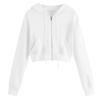 NineFit Basics Workout Tops for Women Trendy Hoodies Crop Top Casual Long Sleeve Jackets Cropped Sweatshirts Teen Girls Y2K Clothes White, Medium view 1