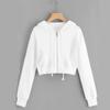 NineFit Basics Workout Tops for Women Trendy Hoodies Crop Top Casual Long Sleeve Jackets Cropped Sweatshirts Teen Girls Y2K Clothes White, Medium view 2