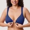 DELIMIRA Women's Front Closure Bras Posture Full Coverage Plus Size Underwire Unlined Back Support Plunge Seamless Bra B-H Cups Nightfall Blue 42D view 3