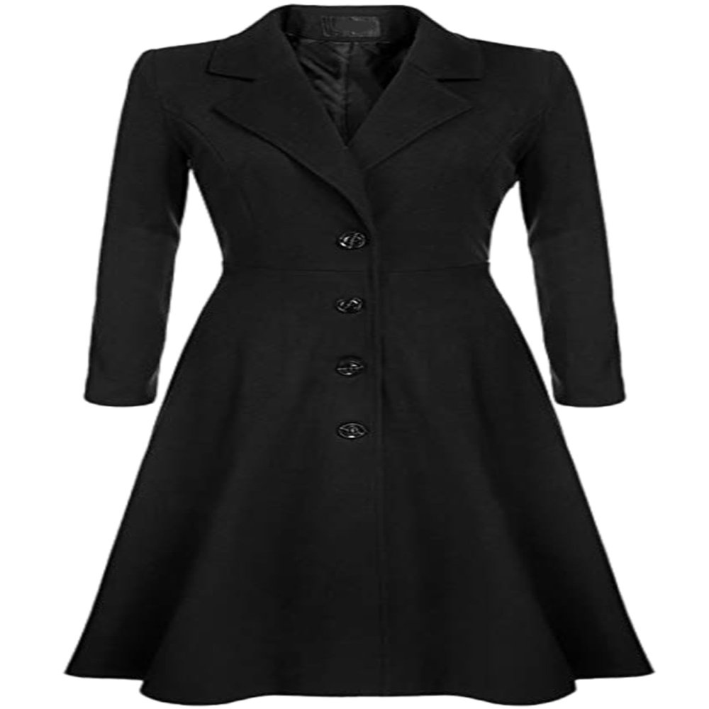 Udeniy Women Trendy Winter Coat Long Sleeve Lapel Jacket Classic Wool Blend Swing Jacket Long Coat Casual Slim Fit Outerwear