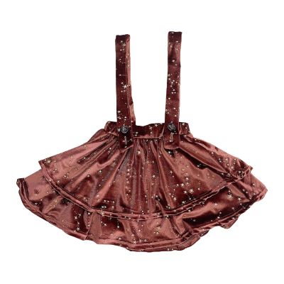 BILIKEYU Toddler Girl's Double Suspender Skirt Velvet Short Skirt Children's Velvet Star Suspender (Yellow, 12Months)