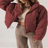 Udeniy Womens Casual Winter Puffer Jacket Long Sleeve Zip Up Oversized Winter Down Quilted Coat Hooded Overcoat With Pockets view 4