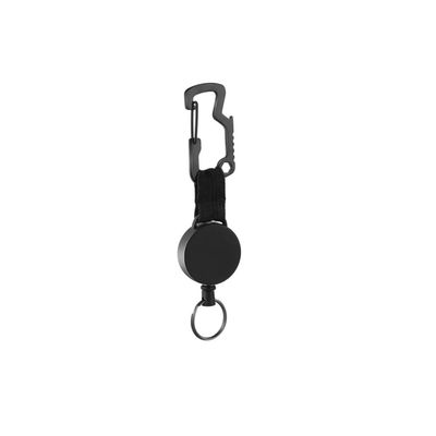 TopHomer 5 Packs Black Retractable Keychain Steel Wire Rope Carabiner Clip and Key Ring for Outdoor Fishing Hiking Small and Portable