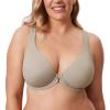 DELIMIRA Women's Front Closure Bras Posture Full Coverage Plus Size Underwire Unlined Back Support Plunge Seamless Bra B-H Cups Light Greenish Gray 38E view 2