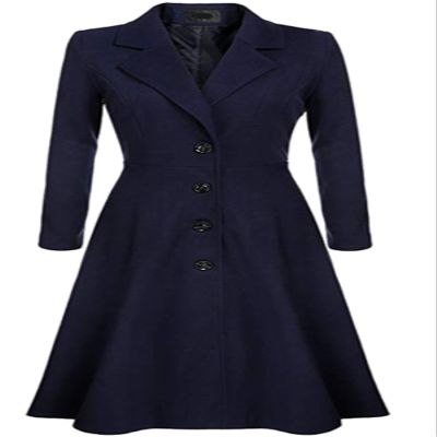 Udeniy Women Trendy Winter Coat Long Sleeve Lapel Jacket Classic Wool Blend Swing Jacket Long Coat Casual Slim Fit Outerwear