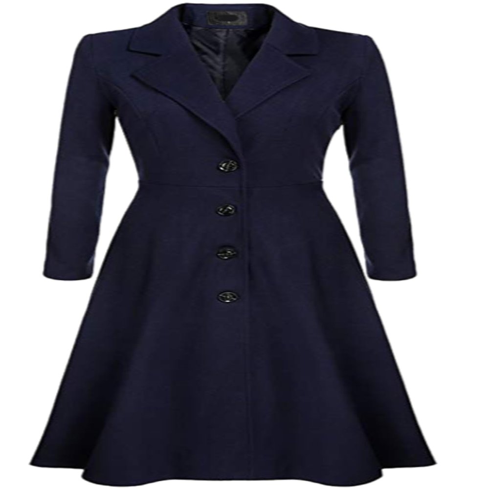 Udeniy Women Trendy Winter Coat Long Sleeve Lapel Jacket Classic Wool Blend Swing Jacket Long Coat Casual Slim Fit Outerwear