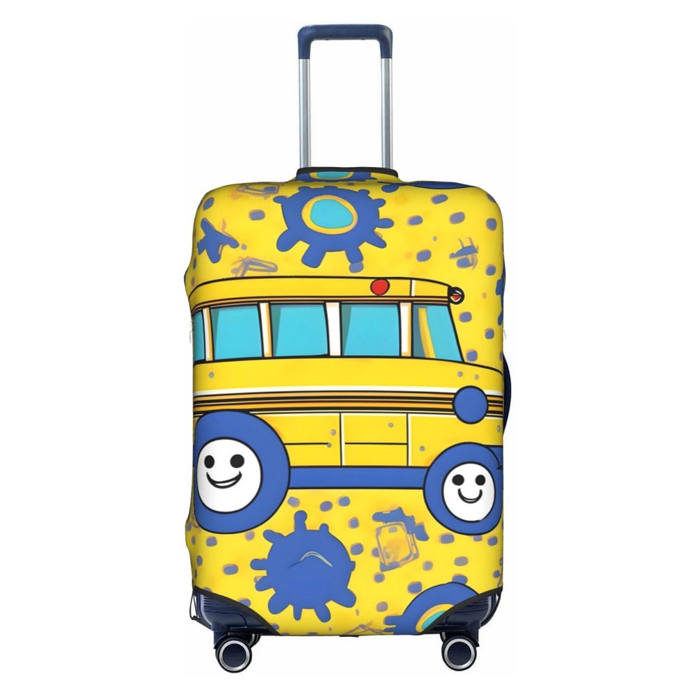 School Bus Print Stylish Luggage Protector Cover,Ultimate Protection For Your Travel Suitcase