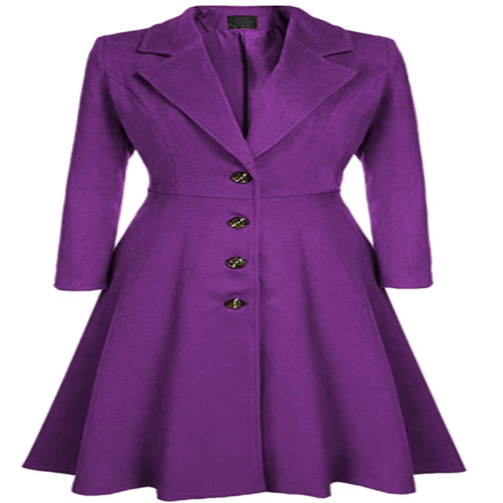 Udeniy Women Trendy Winter Coat Long Sleeve Lapel Jacket Classic Wool Blend Swing Jacket Long Coat Casual Slim Fit Outerwear