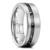 King Will 8mm Tungsten Rings for Men Meteorite Inlay Centre Grooved Mens Wedding Band Fashionable Engagement Ring Matte Brushed Pipe Cut Comfit Fit Durable, Gunmetal Size 11 view 1