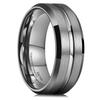 King Will Tungsten Carbide Wedding Band for Men Women-8mm Gunmetal Gray with Grooved Center Wedding Ring Suitable for Work, Gym Comfort Fit Size 11.5 view 1