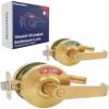 OAKMOORE Commercial Door Handle Bathroom Door Lock in Gold | Vacant Occupied Bathroom Lock | Commercial Restroom Door Lock for Public Bathroom & Industrial Buildings view 1