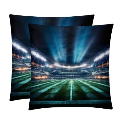 Pillow Cases Standard Size,Throw Pillow Cover,American Football Soccer Stadium Pillow Covers 20x20 in,2-Pc