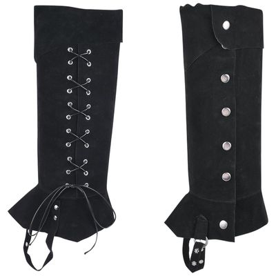 GORGECRAFT 2PCS Pirate Boot Covers Medieval Leg Guards Gaiters Vintage Renaissance Boots Leg Wraps Black Faux Leather Adjustable Boot Tops Shoe Cover for Halloween Knight Cosplay Accessories