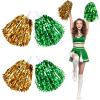 Hanaive 4 Pcs Pom Poms Cheerleading Spirited Fun Cheer Metallic Foil Handle Squad Team for Party, Sports Dance, 30 Grams Weight Each(Gold, Green) view 1