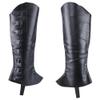 GORGECRAFT 2PCS Black Leather Pirate Leg Covers Medieval Leg Guards Gaiters Retro Renaissance PU Leather Boot Covers Imitation Leather Boot Tops Wraps for Halloween Knight Cosplay Costume Accessories
