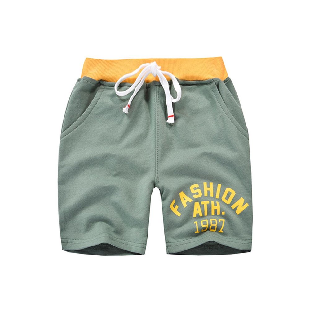 NineFit Basics Toddler Children Boys Numbers Prints Shorts Drawstring Pockets Cotton Running Sports Casual (Mint Green, 6-7 Years)
