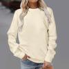 amaon warehouse sale Tops for Women Trendy Plus Size Crew Neck Casual Long Sleeve Sweatshirts Tops Fleece Pullover Teen Girls Y2K Clothes Beige view 2