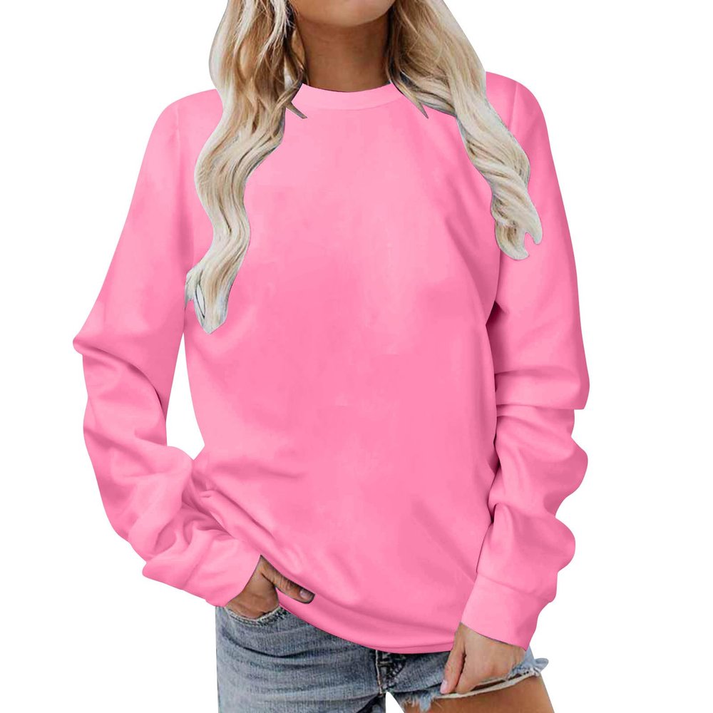 amaon coupons Tops for Women Trendy Plus Size Crew Neck Casual Long Sleeve Sweatshirts Tops Fleece Pullover Teen Girls Y2K Clothes Pink