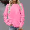 amaon coupons Tops for Women Trendy Plus Size Crew Neck Casual Long Sleeve Sweatshirts Tops Fleece Pullover Teen Girls Y2K Clothes Pink view 2