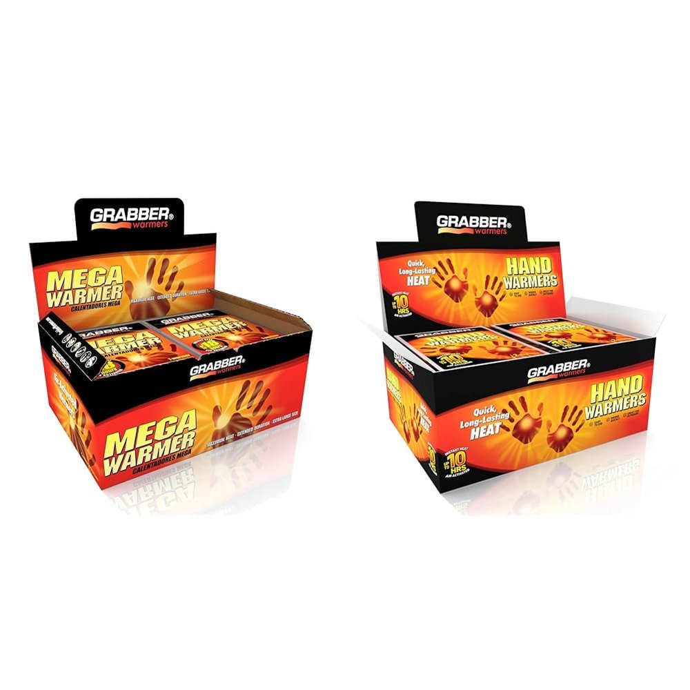 Grabber 18 Hour Body Warmers l 30 Units & Hand Warmers - Long Lasting Natural Odorless Air Activated Warmers - Up to 10 Hours of Heat - 40 Pair, 3.5x2