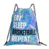 Qiohoey Eat Sleep Basketball Repeat Drawstring Backpack Gym String Bag Sports Drawstring Sackpack For Women Men view 1