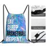 Qiohoey Eat Sleep Basketball Repeat Drawstring Backpack Gym String Bag Sports Drawstring Sackpack For Women Men view 4