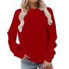 amaon official Tops for Women Trendy Plus Size Crew Neck Casual Long Sleeve Sweatshirts Tops Fleece Pullover Teen Girls Y2K Clothes Wine view 1