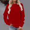 amaon official Tops for Women Trendy Plus Size Crew Neck Casual Long Sleeve Sweatshirts Tops Fleece Pullover Teen Girls Y2K Clothes Wine view 2