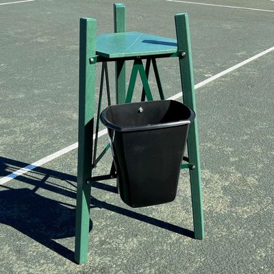 BuyBocceBalls Listing for Har-Tru - Tennis, Bocce, Golf Court Accessories - Har tru Green Poly Lumber Stand with Waste Basket Included (132-3902POLY), 36" H x 22" W