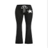 Cryba Women's Pants Star Print Striped Side Drawstring Waist Flare Leg Pants Pant for Women (Color : Black, Size : Large) view 1