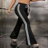 Cryba Women's Pants Star Print Striped Side Drawstring Waist Flare Leg Pants Pant for Women (Color : Black, Size : Large) view 3