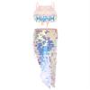 Hedmy Womens Glitter Sequin Tassel Crop Top with Belly Dance Hip Skirt Scarf Wrap Rave Skirt Outfits Pink Medium view 1