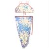 Hedmy Womens Glitter Sequin Tassel Crop Top with Belly Dance Hip Skirt Scarf Wrap Rave Skirt Outfits Pink Medium view 3