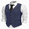 COOFANDY Blue Vests Men Wedding Suit Vest Notch Lapel Casual Waistcoat, Navy Blue, S view 1