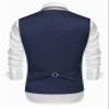 COOFANDY Blue Vests Men Wedding Suit Vest Notch Lapel Casual Waistcoat, Navy Blue, S view 2
