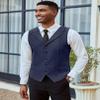 COOFANDY Blue Vests Men Wedding Suit Vest Notch Lapel Casual Waistcoat, Navy Blue, S view 3