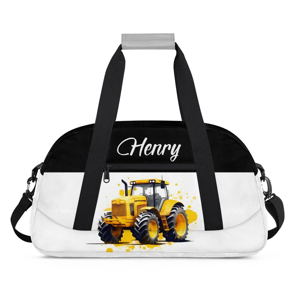 Tractor Kids-Duffel-Bag for Traveling Personalized Gym-Bag for Boys Custom Small Overnight Weekend Luggage Bag