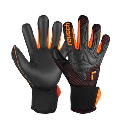 Reusch Attrakt Infinity AirVent Goalkeeper Gloves, Black/Shocking Orange, Size 9