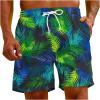 Mens Short Swim Trunks 5 Inch Inseam Beach Shorts with Pockets Quick Dry Bathing Suits Print Hawaiian Swimsuits Mens Swimsuit Trunks Green 4X view 1