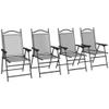 Outsunny Folding Patio Chairs, Set of 4 Sports Chairs for Adults, Camping Chairs with Armrests, Breathable Mesh Fabric Seat for Lawn, Gray view 1