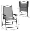 Outsunny Folding Patio Chairs, Set of 4 Sports Chairs for Adults, Camping Chairs with Armrests, Breathable Mesh Fabric Seat for Lawn, Gray view 3
