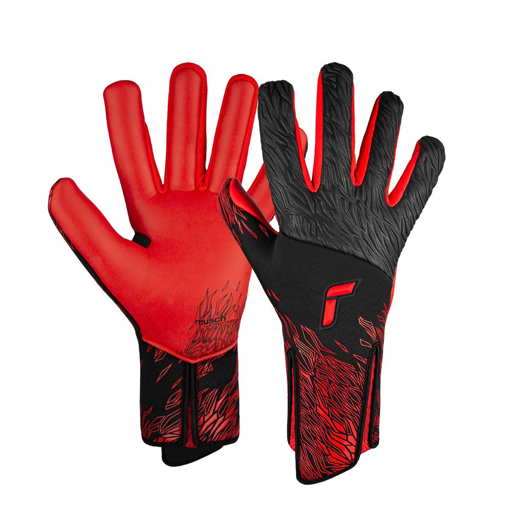 Reusch Venomous Gold X Goalkeeper Gloves, Black/Fiery Red, Size 7