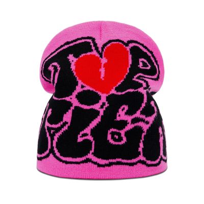2THESTARS Y2K Beanie for Men Women Knitted Hat Winter Cap Love Design Warm Casual Skullies Cold Weather Knit Outdoor - Pink
