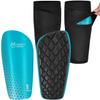 Kids Soccer Shin Guards for Men incl. Sleeves with Optimized Insert Pocket - Protective Soccer Equipment for Boys Girls Adults (Blue S) view 1