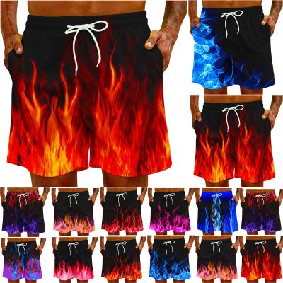 Muscularfit prime of day men Swimsuit for Men 2024 Trendy Drawstring Quick Dry Swim Trunks With Pockets Casual Flame Print Beach Bathing Suits mens swim 2024 Black M